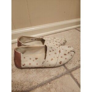 Toms Women's Slip-on Shoes Cream w/ Pink Polka Dots Size 9.5